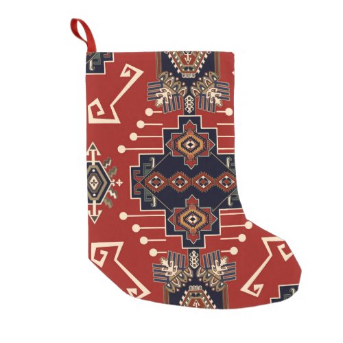 Ornamental Rug Design Vintage Geometric Small Christmas Stocking