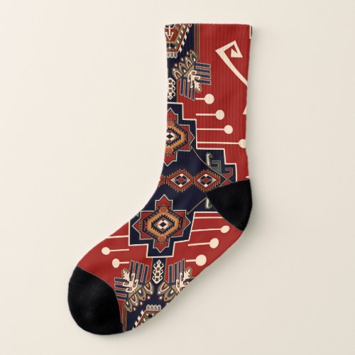 Ornamental Rug Design Vintage Geometric Socks
