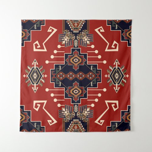 Ornamental Rug Design Vintage Geometric Tapestry