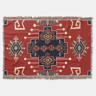 Ornamental Rug Design: Vintage Geometric. Throw Blanket