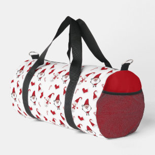 Ornamental Santa Claus Christmas White Pattern Duffle Bag