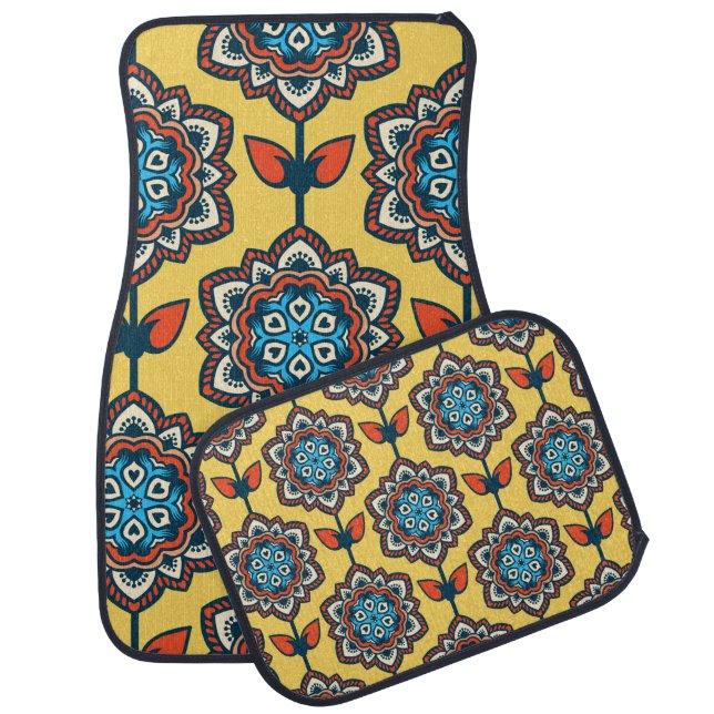 Ornamental seamless decor pattern car floor mat (Set)