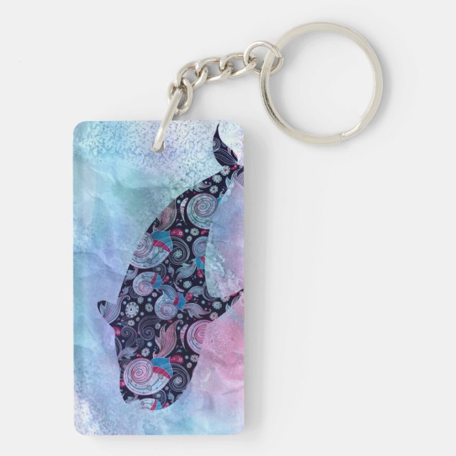 Ornamental Silhouette Whale Keychain (Back)