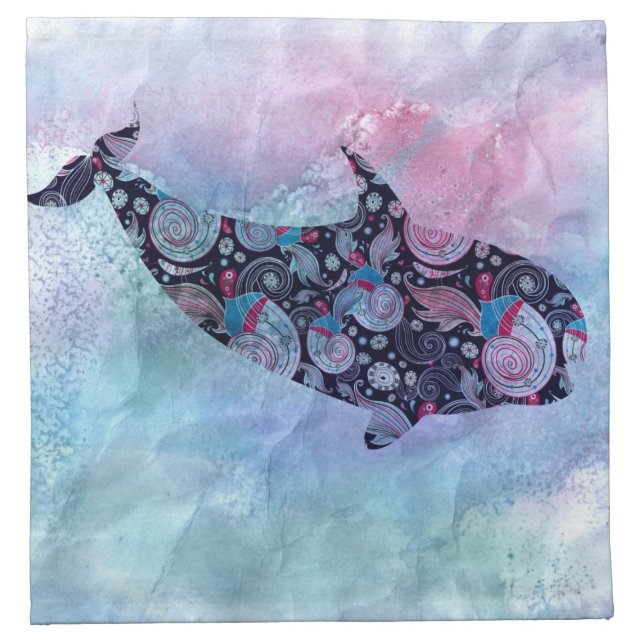 Ornamental Silhouette Whale Napkin (Front)