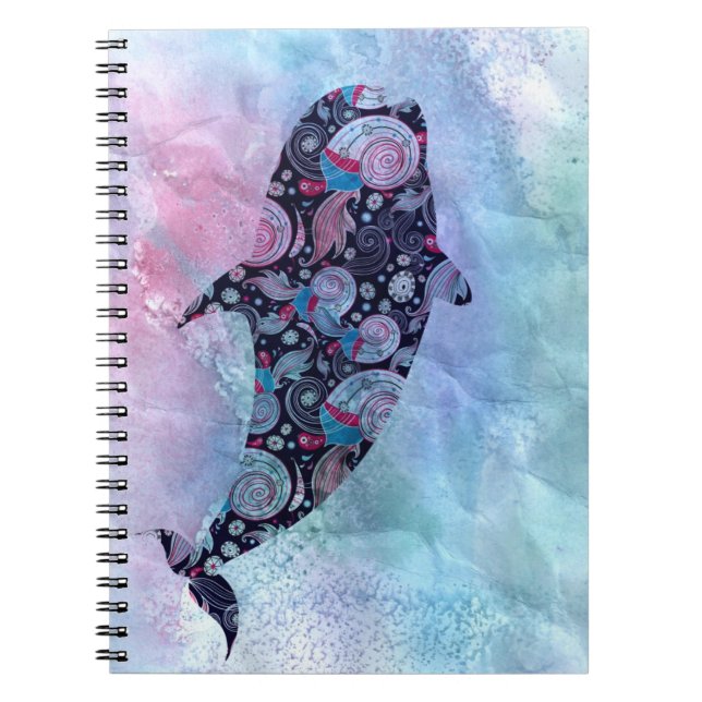 Ornamental Silhouette Whale Notebook (Front)