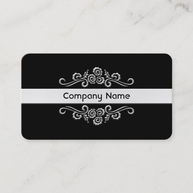 Ornamental - Silver and Black Business Card (Front)