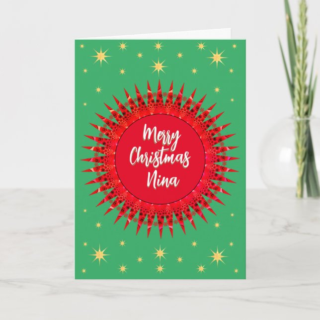 Ornamental Star Custom Name Merry Christmas  Letterpress Thank You Card (Front)