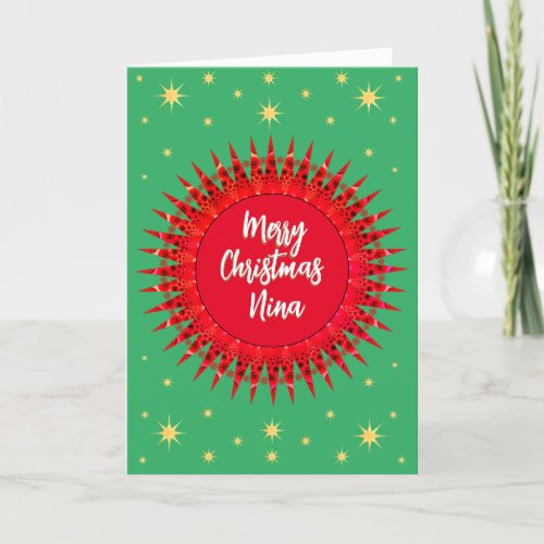 Ornamental Star Custom Name Merry Christmas  Thank You Card