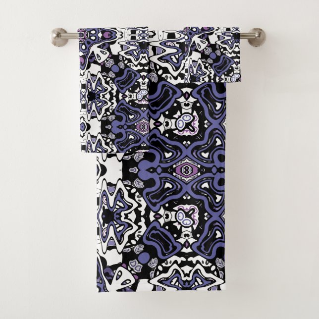 Ornamental style geometric moroccan kaliedoscope  bath towel set (Insitu)