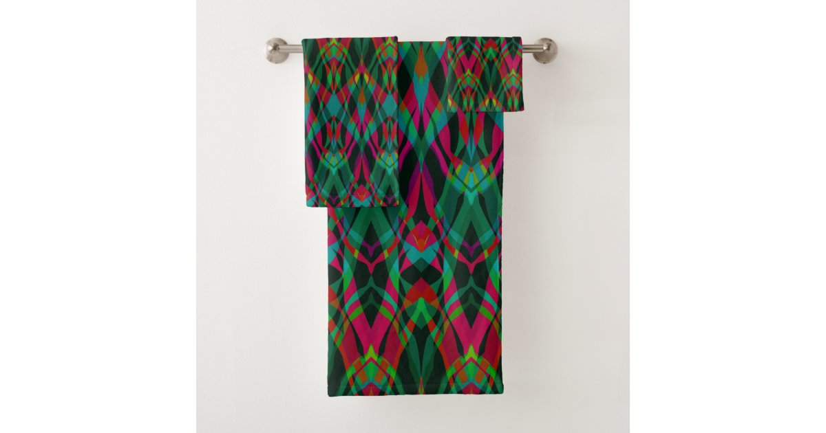 Ornamental style geometric moroccan kaliedoscope m bath towel set | Zazzle