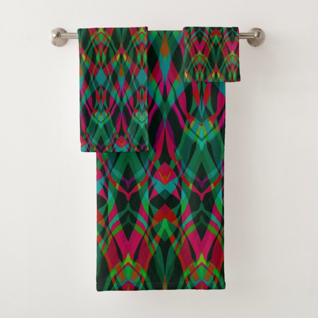 Ornamental style geometric moroccan kaliedoscope m bath towel set (Insitu)