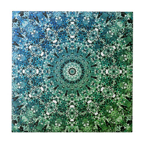 Ornamental style geometric moroccan kaliedoscope m ceramic tile