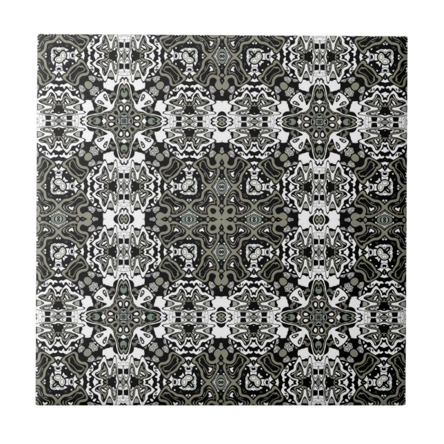 Ornamental style geometric moroccan kaliedoscope m ceramic tile (Front)