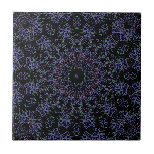 Ornamental style geometric moroccan kaliedoscope m ceramic tile