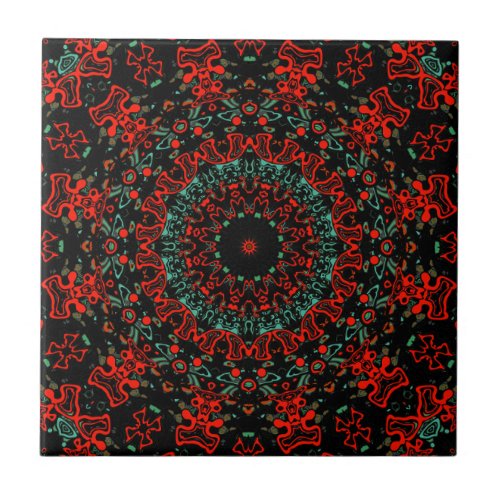 Ornamental style geometric moroccan kaliedoscope m ceramic tile