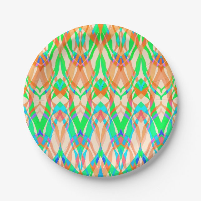 Ornamental style geometric moroccan kaliedoscope m paper plates (Front)