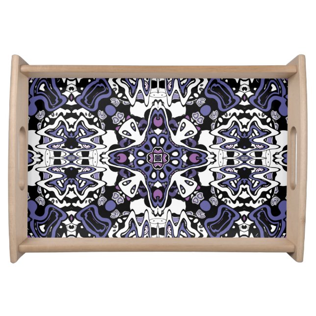 Ornamental style geometric moroccan kaliedoscope m serving tray (Front)