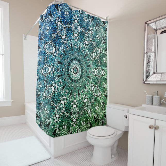 Ornamental style geometric moroccan kaliedoscope m shower curtain (In Situ)