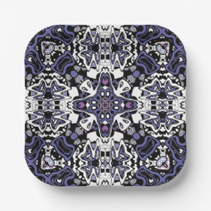 Ornamental style geometric moroccan kaliedoscope paper plates