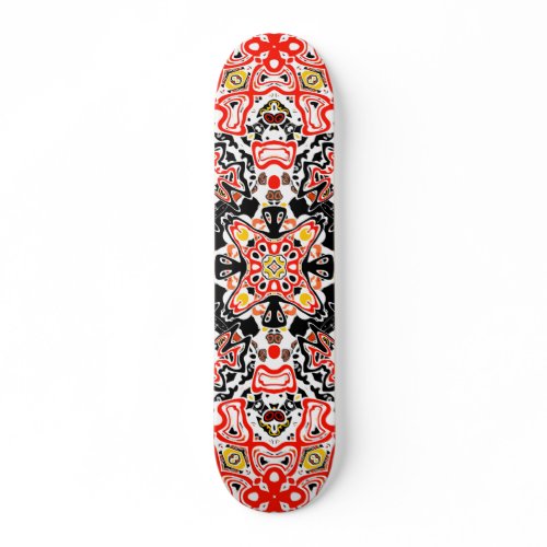 Ornamental style geometric moroccan kaliedoscope skateboard
