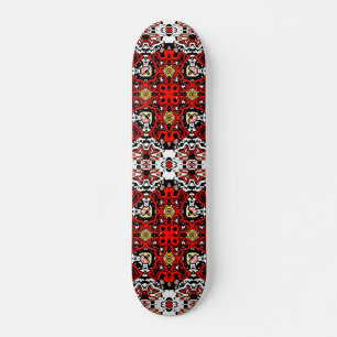 Ornamental style geometric moroccan kaliedoscope skateboard