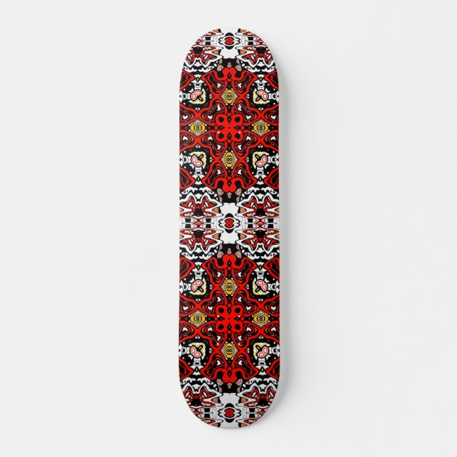 Ornamental style geometric moroccan kaliedoscope  skateboard (Front)