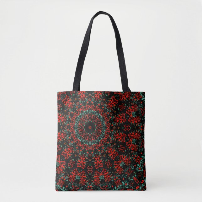 Ornamental style geometric moroccan kaliedoscope  tote bag (Front)