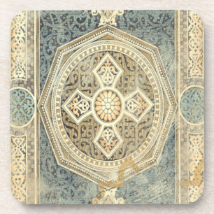 Ornamental Tapestry with Ornate Geometric Design Beverage Coaster