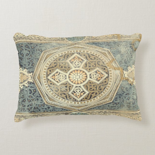 Ornamental Tapestry with Ornate Geometric Design Decorative Pillow (Front)