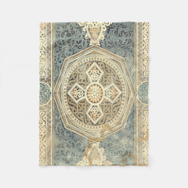 Ornamental Tapestry with Ornate Geometric Design Fleece Blanket (Front)