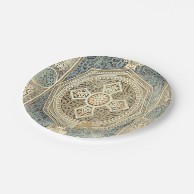 Ornamental Tapestry with Ornate Geometric Design Paper Plates (Angled)