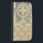 Ornamental Tapestry with Ornate Geometric Design Galaxy S4 Wallet Case<br><div class="desc">This ornate geometric design,  while not as involved as those of Pythagoras,  is nonetheless captivating on this ornamental tapestry. The motif has the feel of antiquity,  and can make a great gift for anyone who appreciates the sight of ornate tile work.</div>