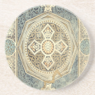 Ornamental Tapestry with Ornate Geometric Design Sandstone Coaster