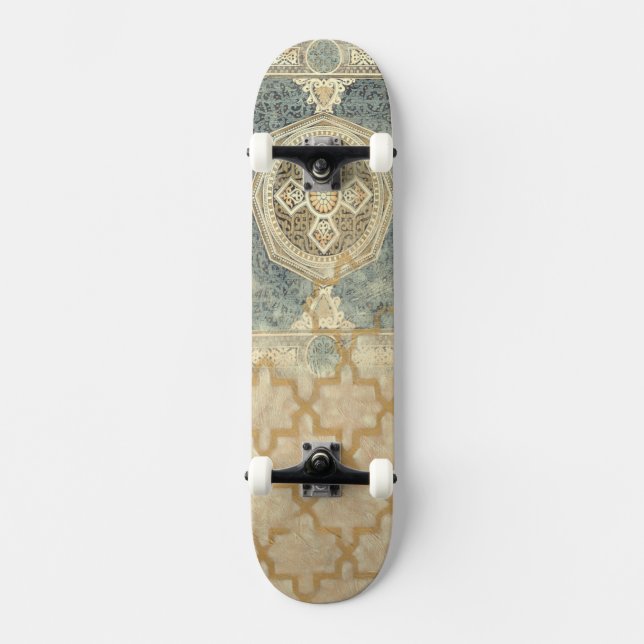 Ornamental Tapestry with Ornate Geometric Design Skateboard Deck (Front)