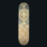 Ornamental Tapestry with Ornate Geometric Design Skateboard Deck<br><div class="desc">This ornate geometric design, while not as involved as those of Pythagoras, is nonetheless captivating on this ornamental tapestry. The motif has the feel of antiquity, and can make a great gift for anyone who appreciates the sight of ornate tile work.</div>