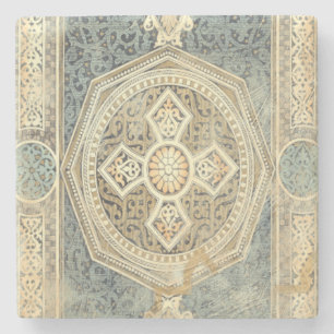 Ornamental Tapestry with Ornate Geometric Design Stone Coaster