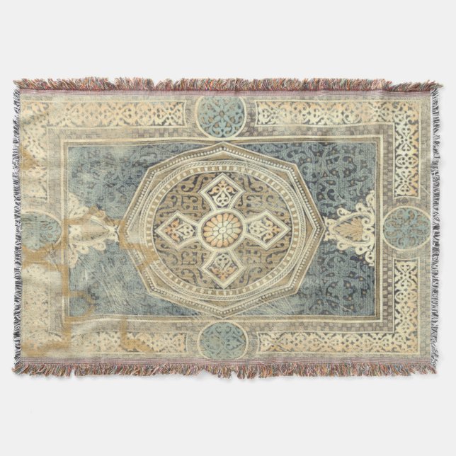 Ornamental Tapestry with Ornate Geometric Design Throw Blanket (Front)