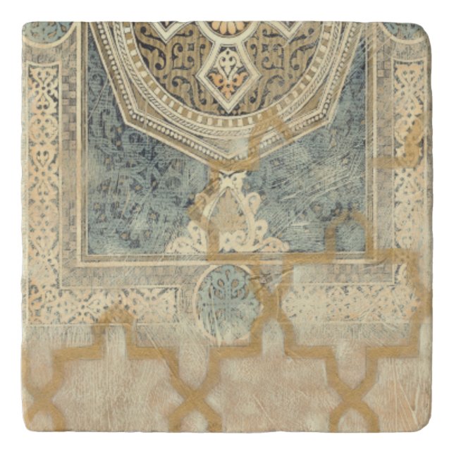 Ornamental Tapestry with Ornate Geometric Design Trivet (Front)