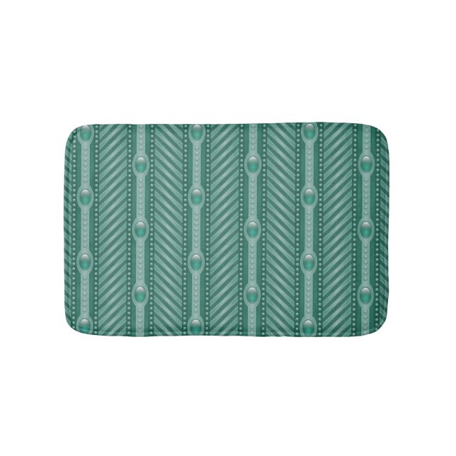 Ornamental Teal Pattern Bathroom Mat (Front)