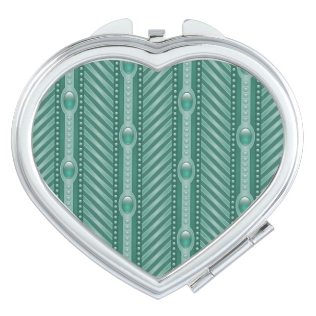 Ornamental Teal Pattern Compact Mirror (Front)