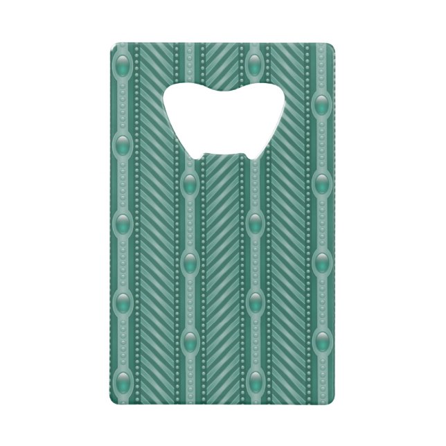 Ornamental Teal Pattern Credit Card Bottle Opener (Front)