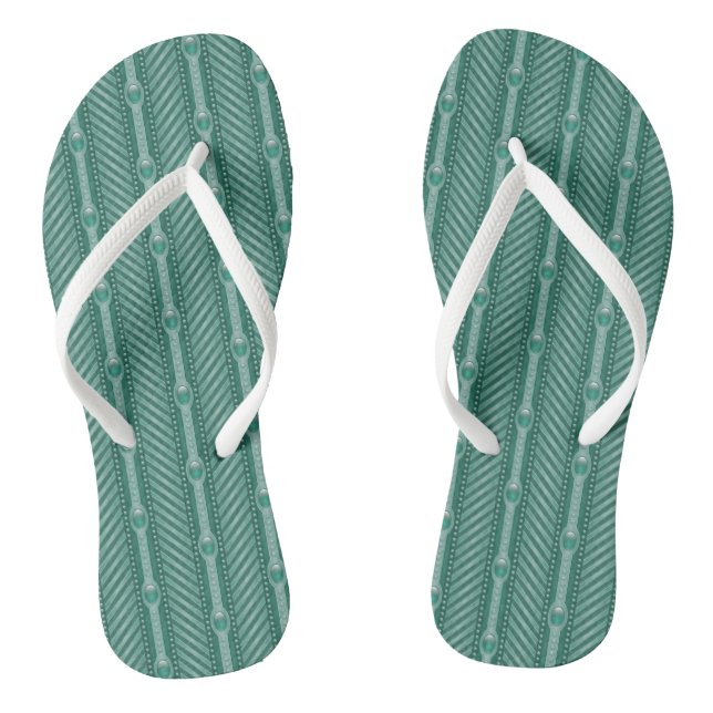 Ornamental Teal Pattern Flip Flops (Footbed)