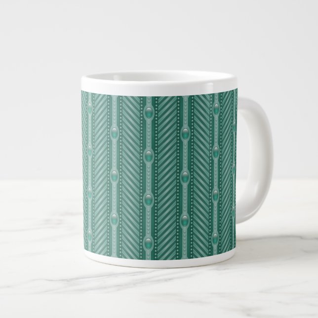 Ornamental Teal Pattern Giant Coffee Mug (Front Right)