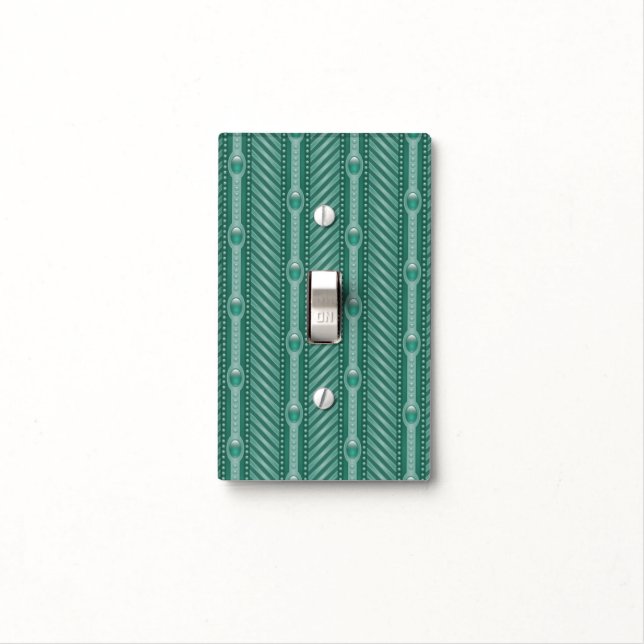 Ornamental Teal Pattern Light Switch Cover (In Situ)