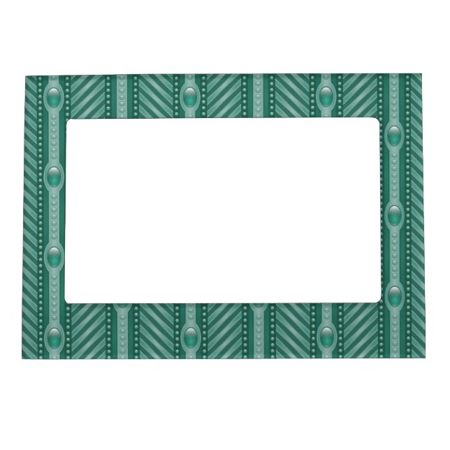 Ornamental Teal Pattern Magnetic Photo Frame (Front)