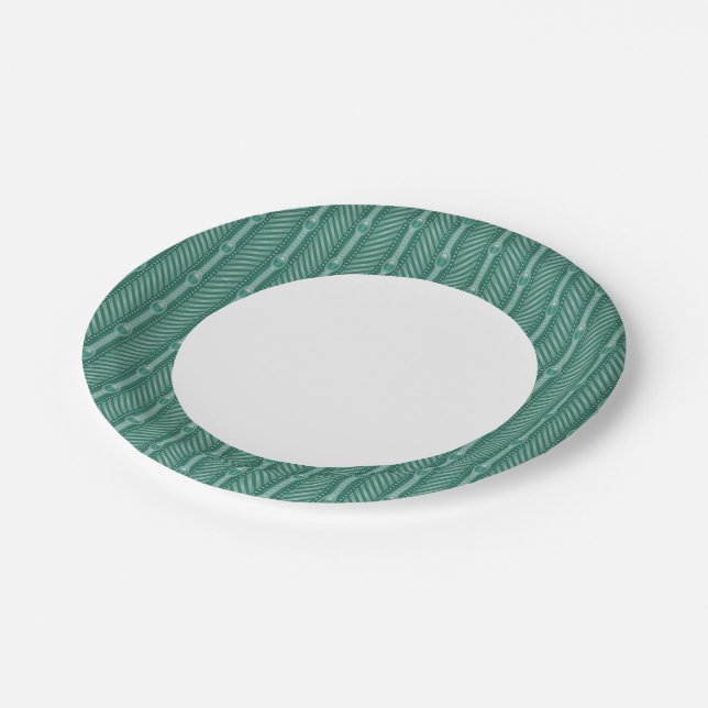 Ornamental Teal Pattern Paper Plates (Angled)