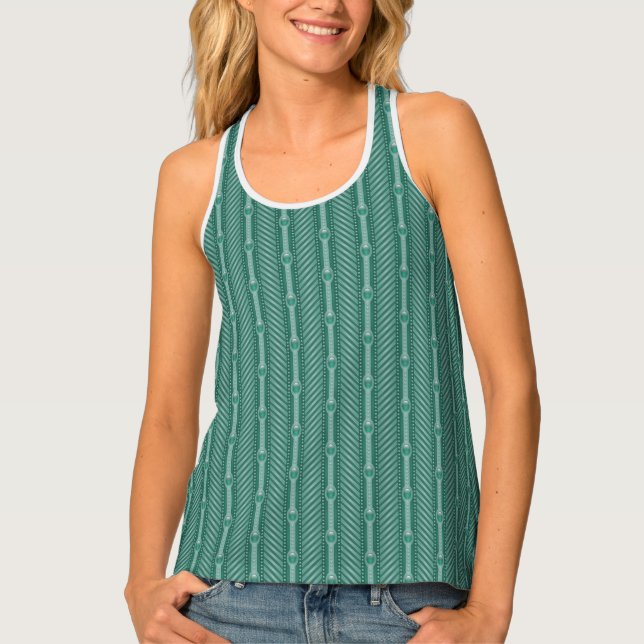 Ornamental Teal Pattern Tank Top (Front)