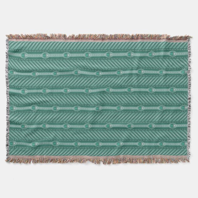 Ornamental Teal Pattern Throw Blanket (Front)