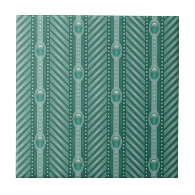 Ornamental Teal Pattern Tile (Front)