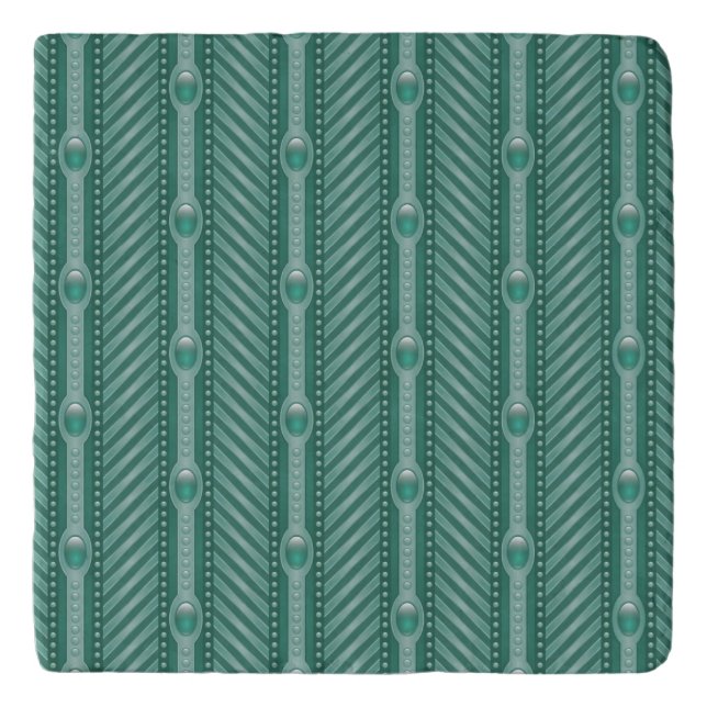 Ornamental Teal Pattern Trivet (Front)
